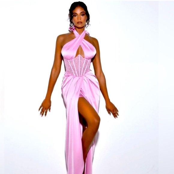 MISS CIRCLE RHINESTONE DRESS- perfect pink! - Picture 1 of 3